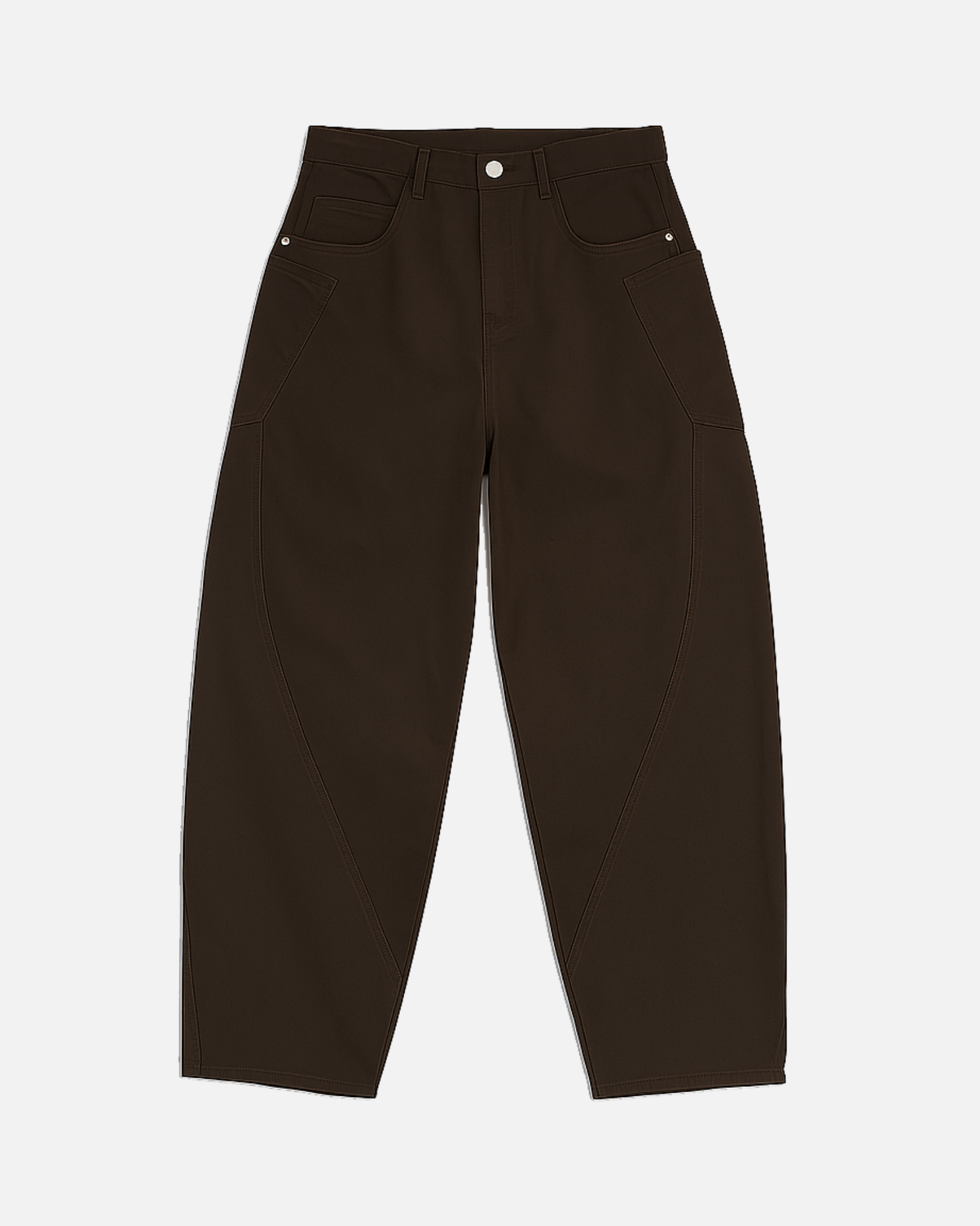 Mid Rise Barrel Leg Pants