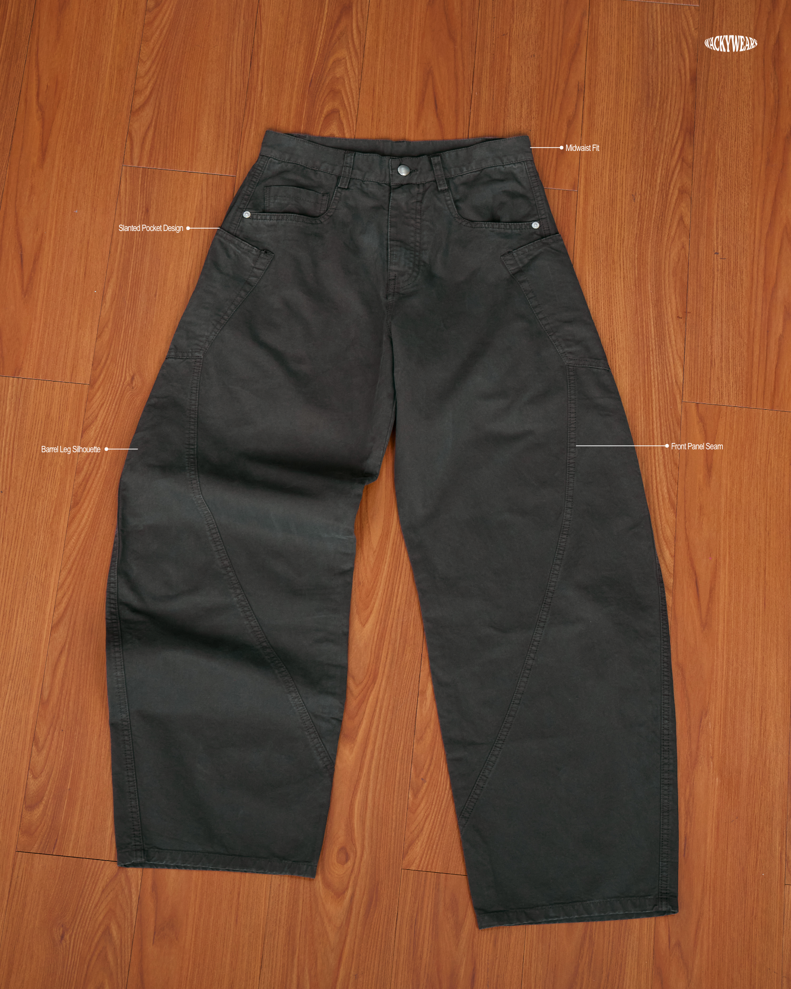 Mid Rise Barrel Leg Pants