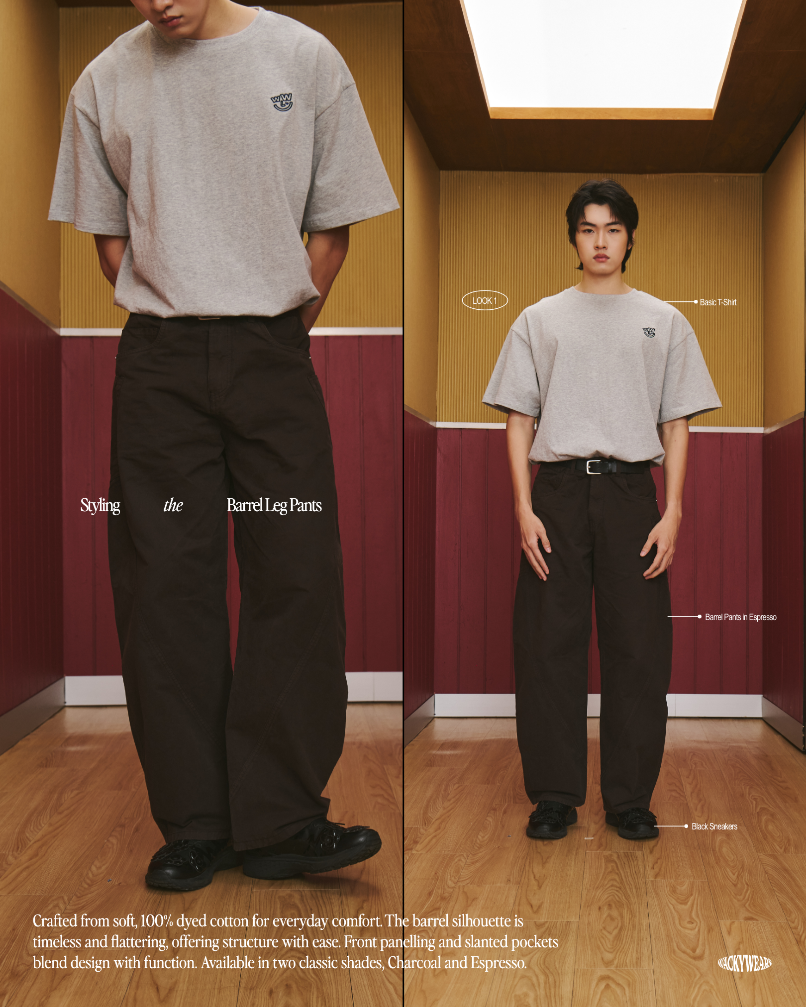 Mid Rise Barrel Leg Pants