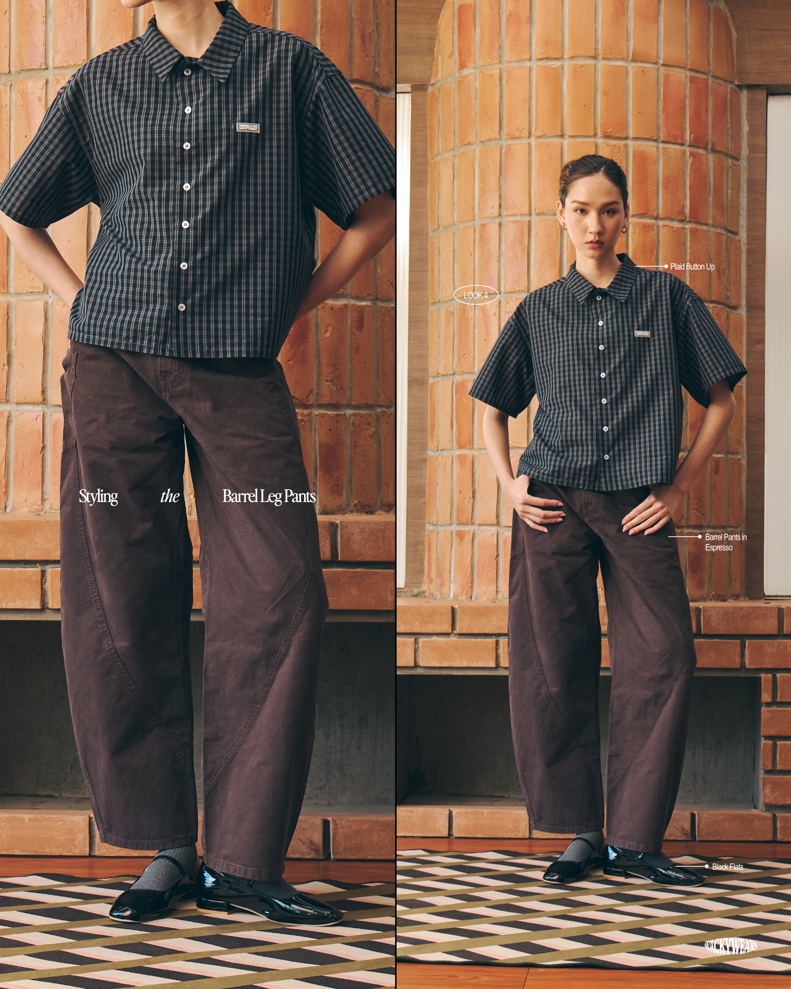 Mid Rise Barrel Leg Pants